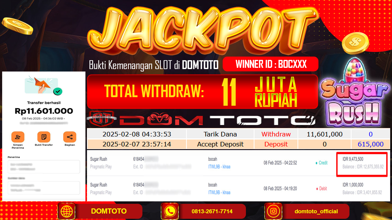 JACKPOT SLOT SUGAR RUSH 8 FEBRUARI 2025